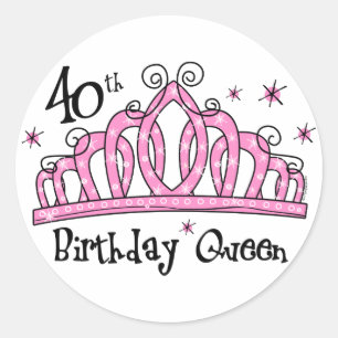 Adesivo Redondo LT da rainha do aniversário de 40 anos da tiara