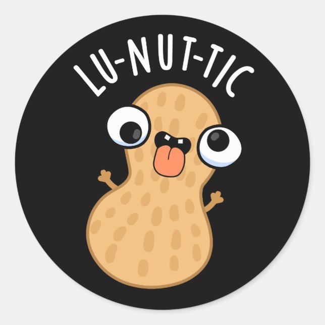 Adesivo Redondo Lu-nut Funny Peanut Puns Dark BG (Frente)