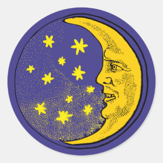 Adesivo Redondo Lua cara de lua moon face