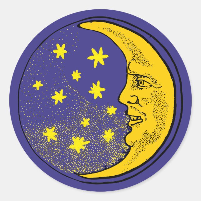 Adesivo Redondo Lua cara de lua moon face (Frente)
