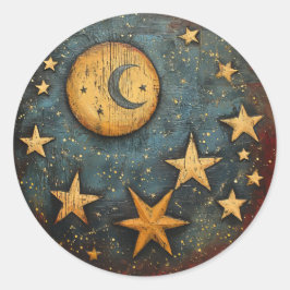 Adesivo Redondo Lua Celestial e Estrelas