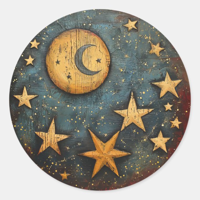 Adesivo Redondo Lua Celestial e Estrelas (Frente)