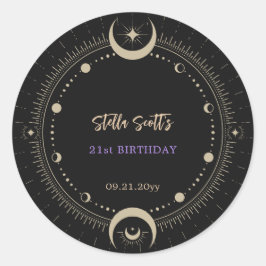 Adesivo Redondo Lua Celestial Mística Negra 21º Aniversário