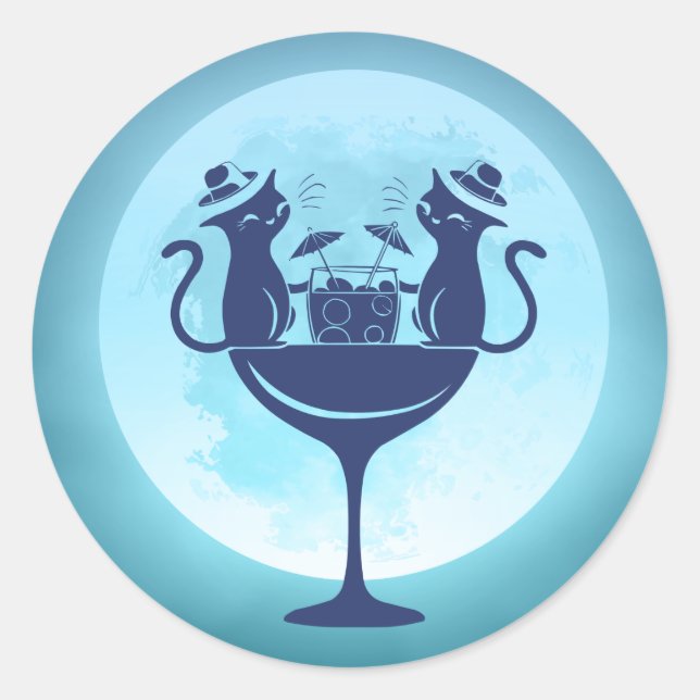 Adesivo Redondo Lua com coquetéis (Frente)