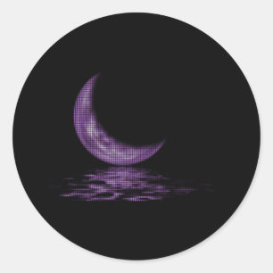 Adesivo Redondo Lua crescente da reflexão no roxo do lago
