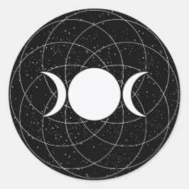 Adesivo Redondo Lua da Deusa Tripla em Preto