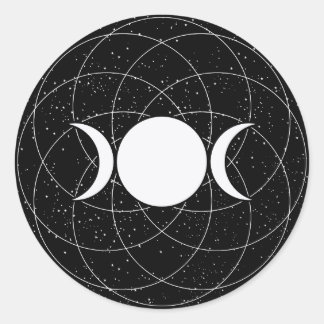 Adesivo Redondo Lua da Deusa Tripla em Preto