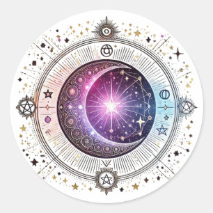 Adesivo Redondo Lua de astrologia bodiaca