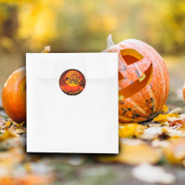 Adesivo Redondo Lua de bruxa negra feliz do halloween