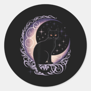 Adesivo Redondo Lua de Gato Preto Satanismo Demoníaco Bruxaria Dia