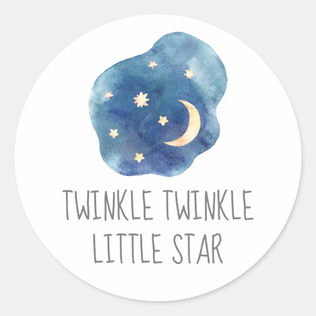 Adesivo Redondo Lua e Estrelas Twinkle Pequeno Sticker (Frente)
