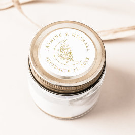 Adesivo Redondo Lua Elegante e Formas Douradas de Casamento