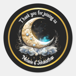 Adesivo Redondo Lua estrelada céu celeste chic elegante