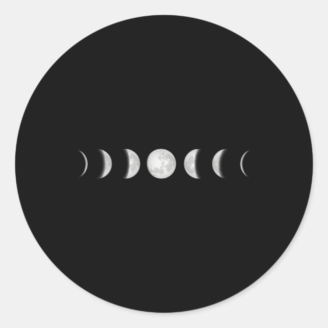 Adesivo Redondo Lua Fases Lunar Gótico Gótico Witchy Wicca Grunge (Frente)