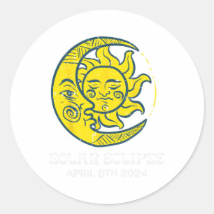 Adesivo Redondo Lua Solar Eclipse 2024 Totalidade abril 8 Mulheres