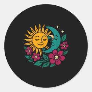 Adesivo Redondo Lua Solstítica De Verão Solstício E Sol Para Homen