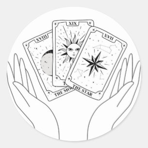 Adesivo Redondo Lua, Sun e Star Tarot Sticker