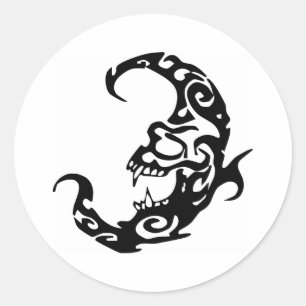 Adesivo Redondo Lua tribal do mau do tatuagem
