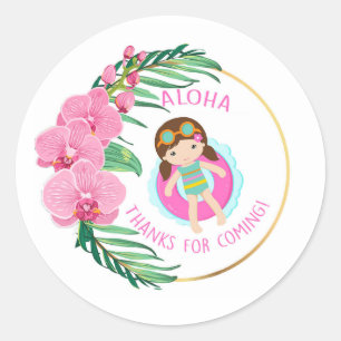 Adesivo Redondo Luau Obrigado Pelo Presente.