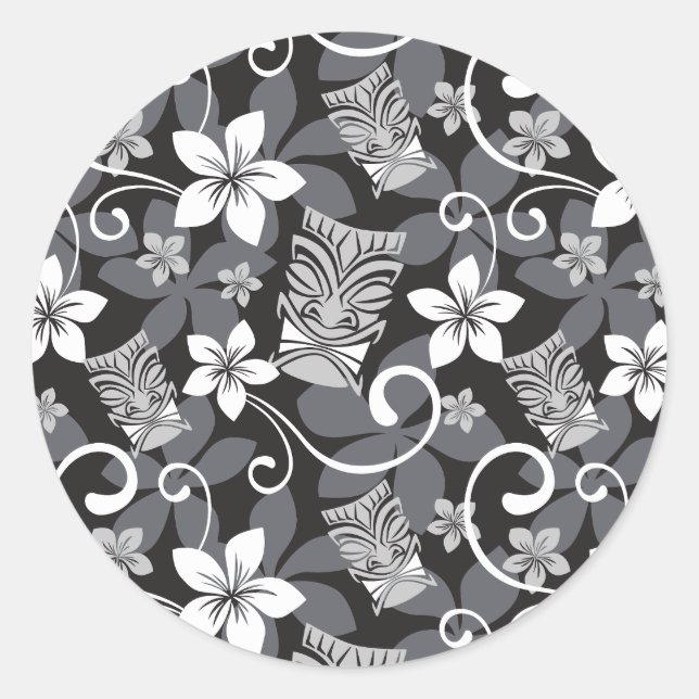 ADESIVO REDONDO LUAU TIKI PATTERN (CHARCOAL) (Frente)