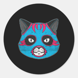 Adesivo Redondo Lucha Libre Cat Veste Luchador Luta Máscara