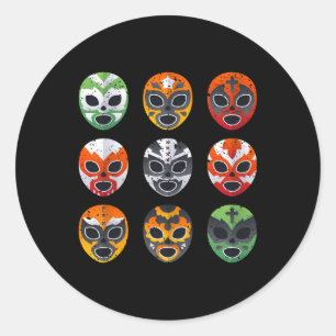 Adesivo Redondo Lucha Libre Luta Máscara Cinco De Mayo Mexicano B