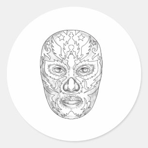 Adesivo Redondo Lucha Libre Mask Tattoo
