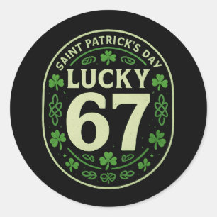 Adesivo Redondo Lucky 67 – Dia de São Patrício Emblema de Trevo Ce