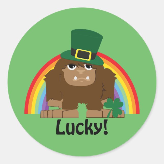 Adesivo Redondo Lucky Bigfoot Leprechaun (Frente)