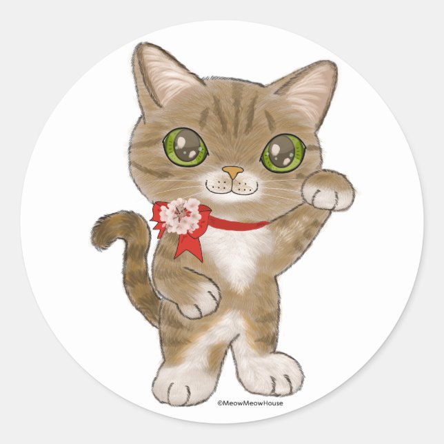 Adesivo Redondo Lucky Cat em Londres (Frente)