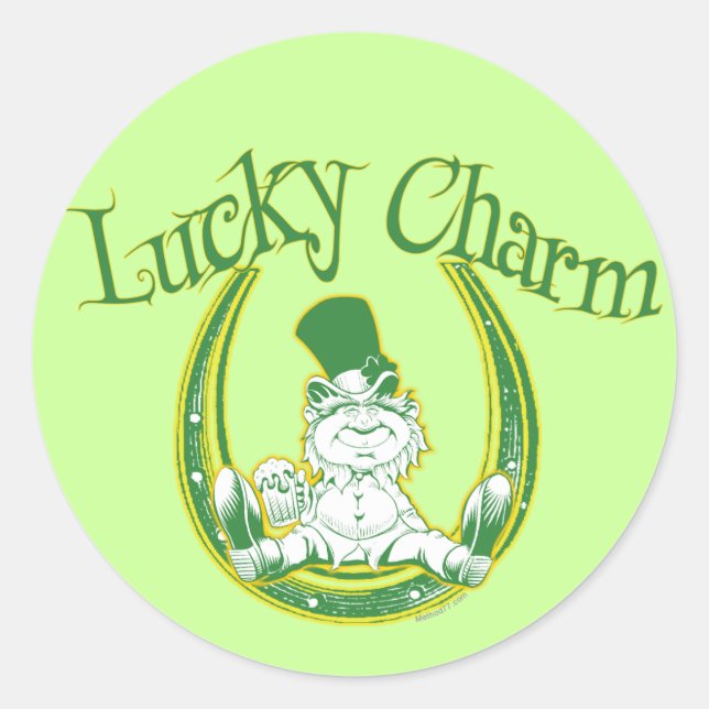 Adesivo Redondo Lucky Charm Leprechaun Sticker (Frente)