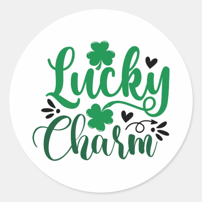 Adesivo Redondo Lucky Charm Shamrock (Frente)