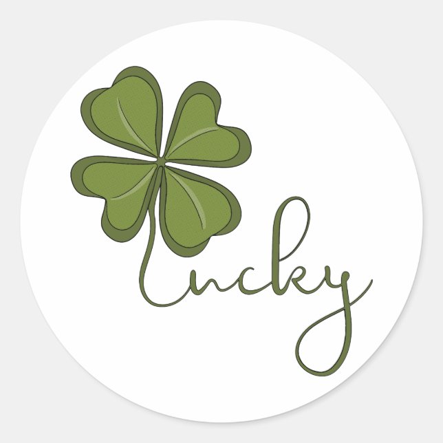 Adesivo Redondo Lucky Four Folha Clover (Frente)