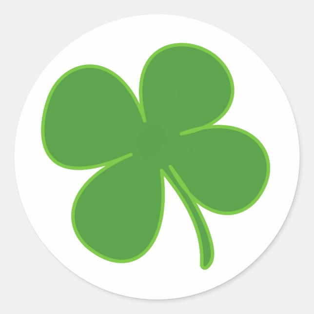Adesivo Redondo Lucky Green Shamrock | Simple Clover Leaf Design (Frente)