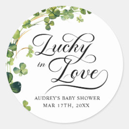 Adesivo Redondo Lucky in Love Chá de panela Green Shamrock