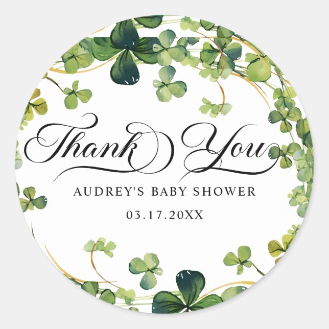 Adesivo Redondo Lucky in Love Chá de panela Green Shamrock (Frente)