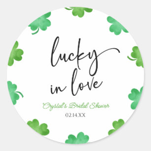 Adesivo Redondo Lucky In Love Green Shamrock Fecha Chá de panela