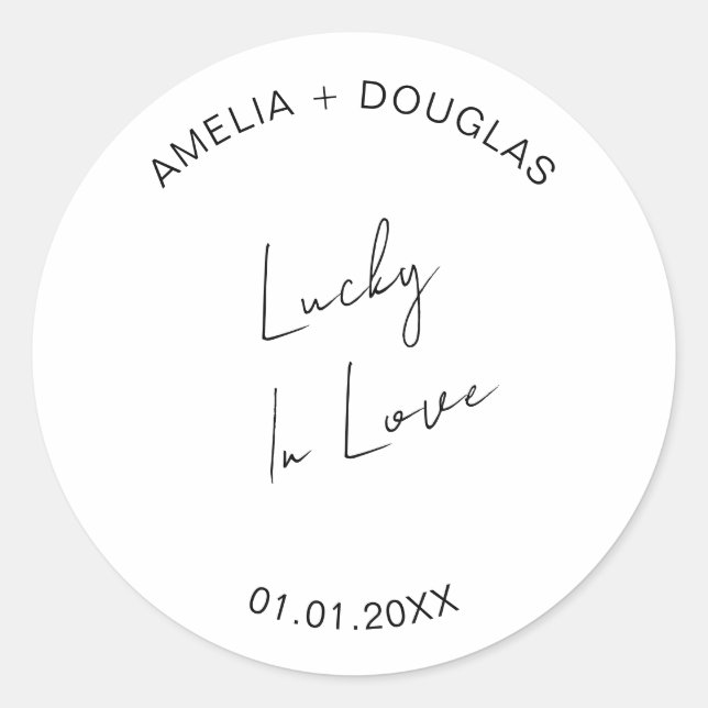 Adesivo Redondo Lucky In Love Lottery Favor Bag Gift (Frente)