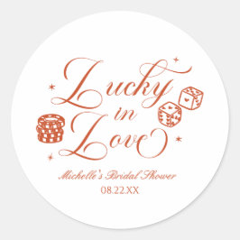 Adesivo Redondo Lucky In Love Playing Card Casino Bridal Shower