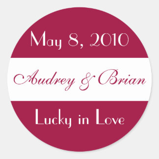 Adesivo Redondo "Lucky in Love" Sticker de Casamento