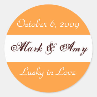 Adesivo Redondo "Lucky in Love" Sticker de Casamento