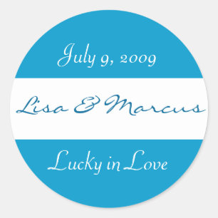 Adesivo Redondo "Lucky in Love" Sticker de Casamento