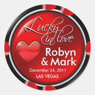 Adesivo Redondo Lucky in Love Vegas Newlyweds Casino Chip