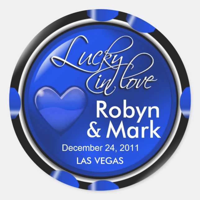 Adesivo Redondo Lucky in Love Vegas Newlyweds Casino Chip (Frente)