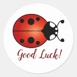 Adesivo Redondo Lucky Ladybug Red Orange Black Ladybird Boa Sorte