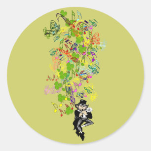 Adesivo Redondo Lucky Leprechaun Com Shamrocks