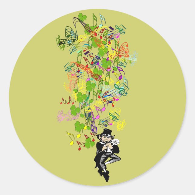 Adesivo Redondo Lucky Leprechaun Com Shamrocks (Frente)