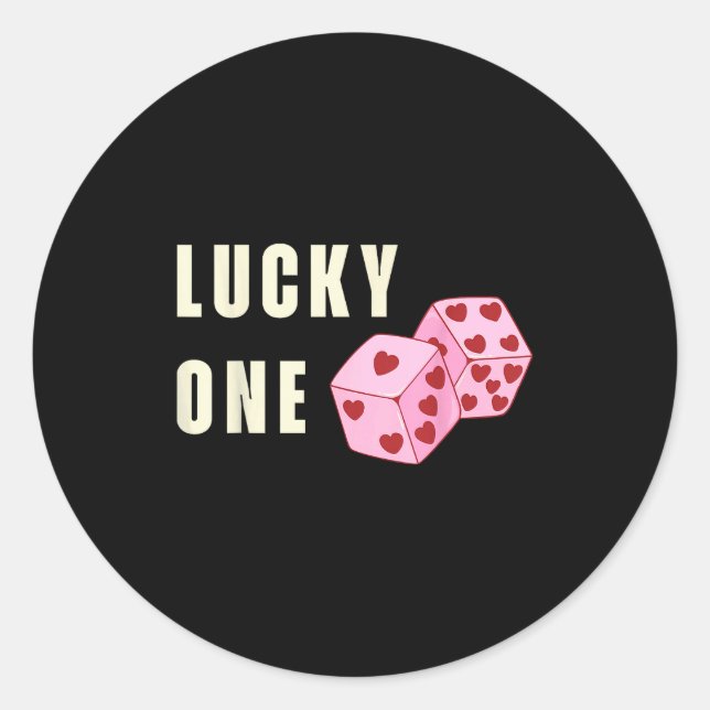 Adesivo Redondo Lucky One Heart Dice Couples Matching Valentines D (Frente)