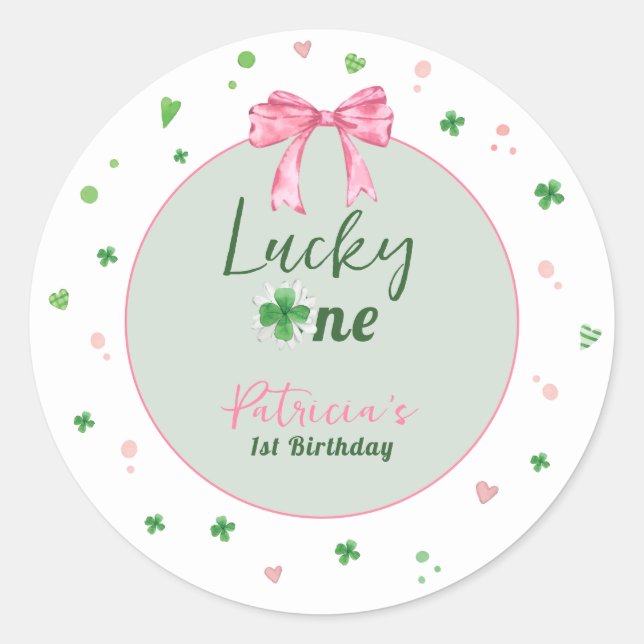 Adesivo Redondo Lucky One St Patrick Girl Birthday (Frente)