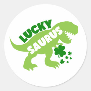 Adesivo Redondo Lucky Saurus ☘️ 🦖